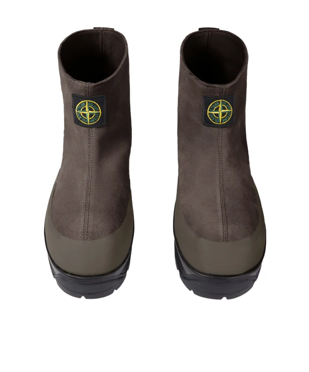 Suede Logo-Patch Ankle Boots
