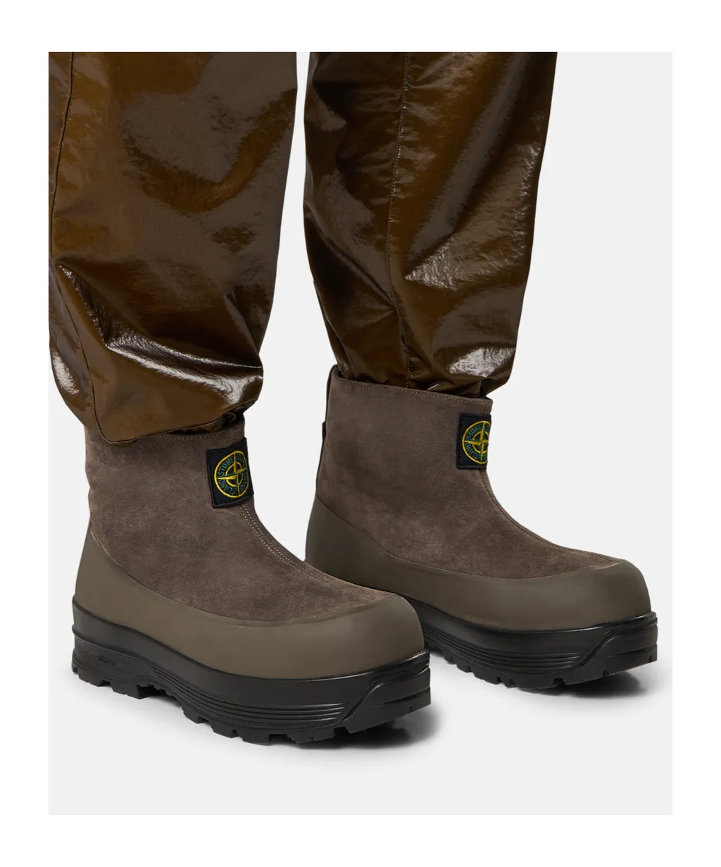 Suede Logo-Patch Ankle Boots