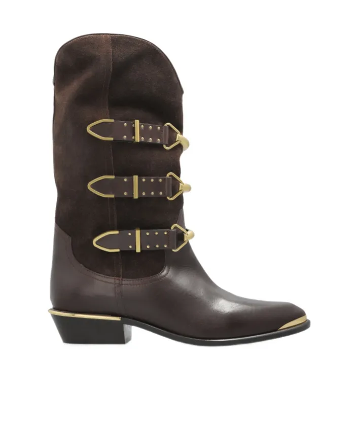 30Mm Buckle-Detail Suede Leather Boots