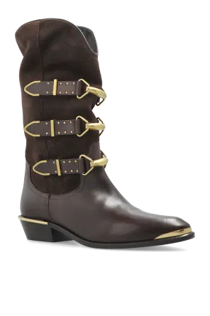 30Mm Buckle-Detail Suede Leather Boots