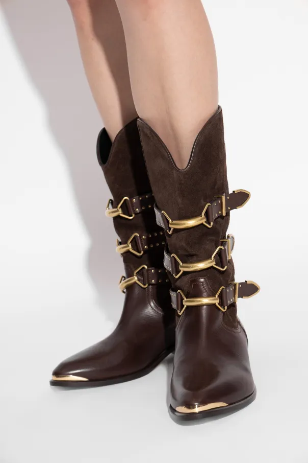 30Mm Buckle-Detail Suede Leather Boots