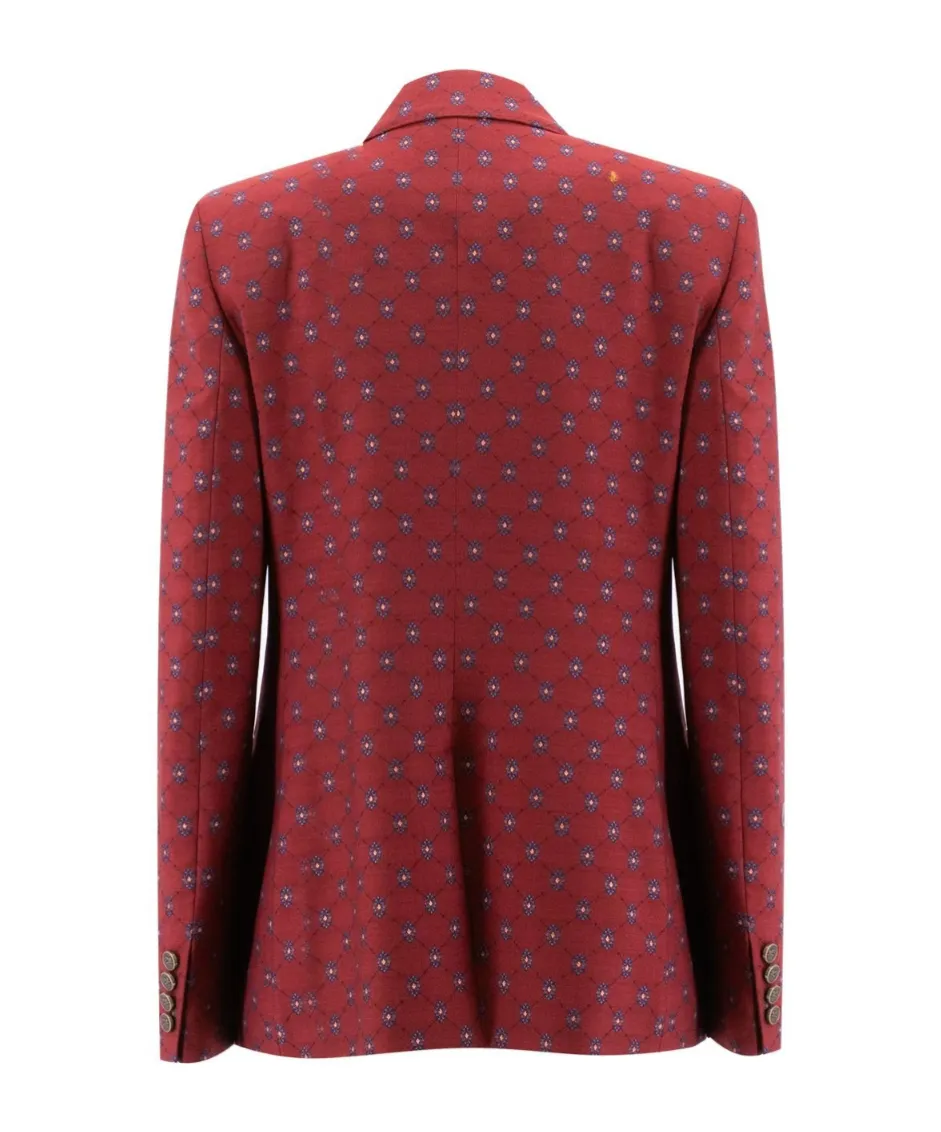 Paisley-Print Double-Breasted Blazer