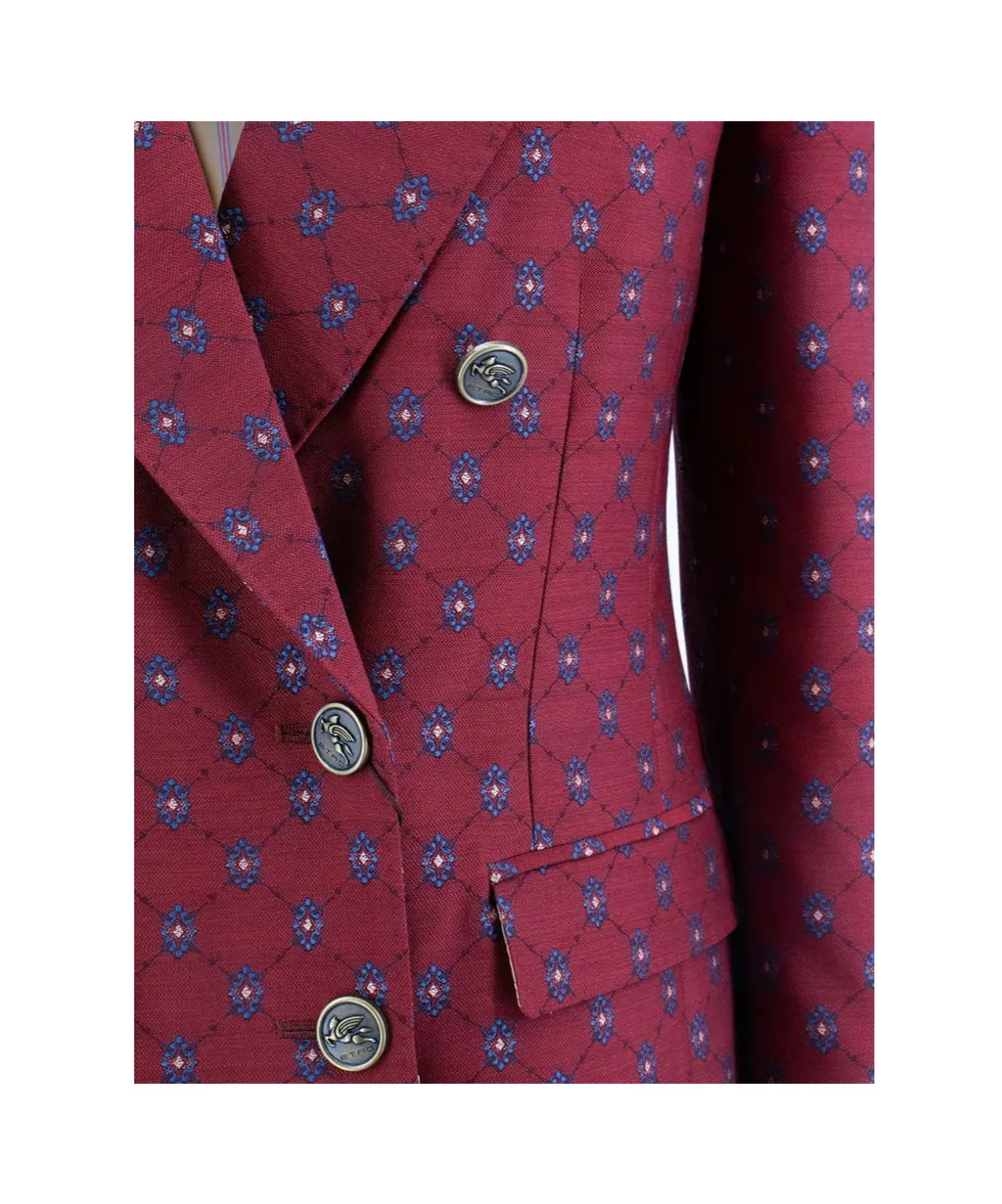Paisley-Print Double-Breasted Blazer