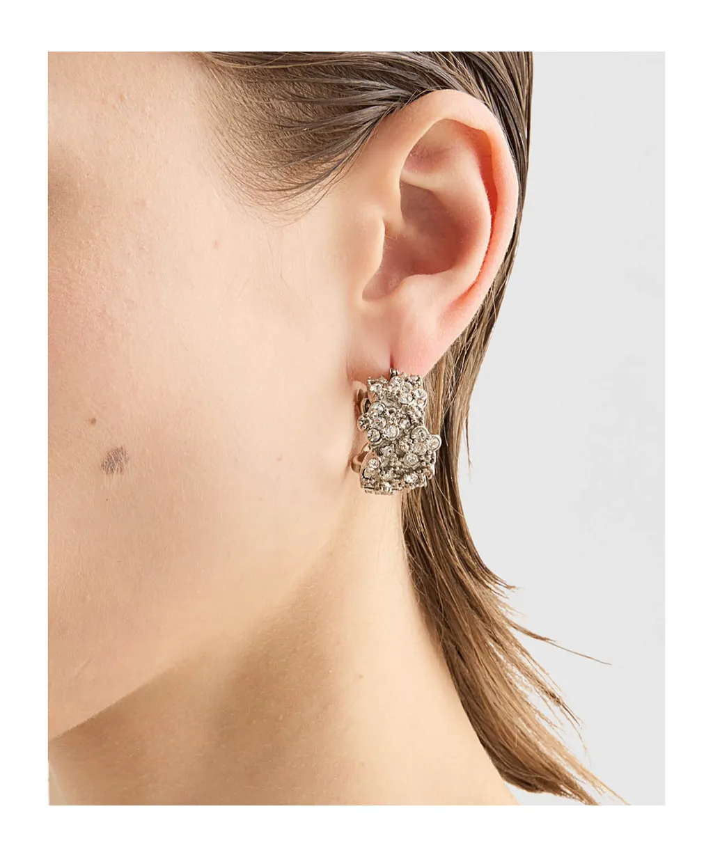 Zircon-Embellished Hoop Earrings