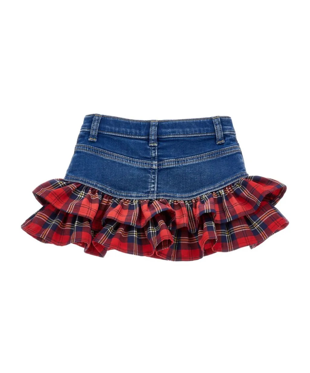 Monnalisa Gale Denim Ruffled Skirt