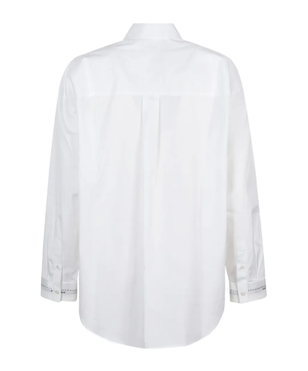 Msgm Logo-Detailed Curved Hem Shirt