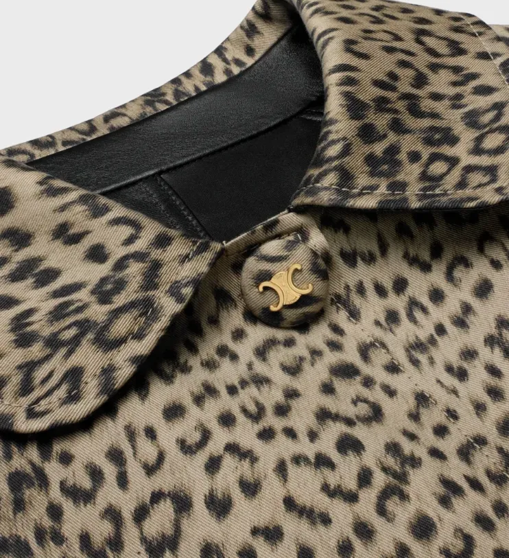 Laminated Coat In Leopard Cotton