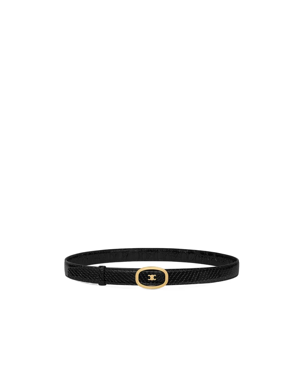 Medium 25Mm Reversible Celine Alix Belt In Python Embossed Calfskin & Crocodile Embossed Calfskin
