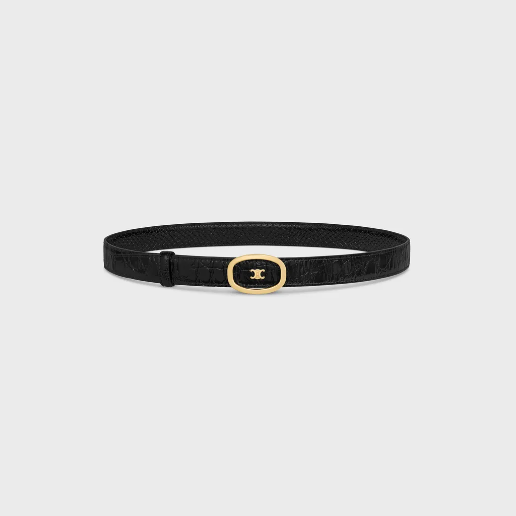 Medium 25Mm Reversible Celine Alix Belt In Python Embossed Calfskin & Crocodile Embossed Calfskin