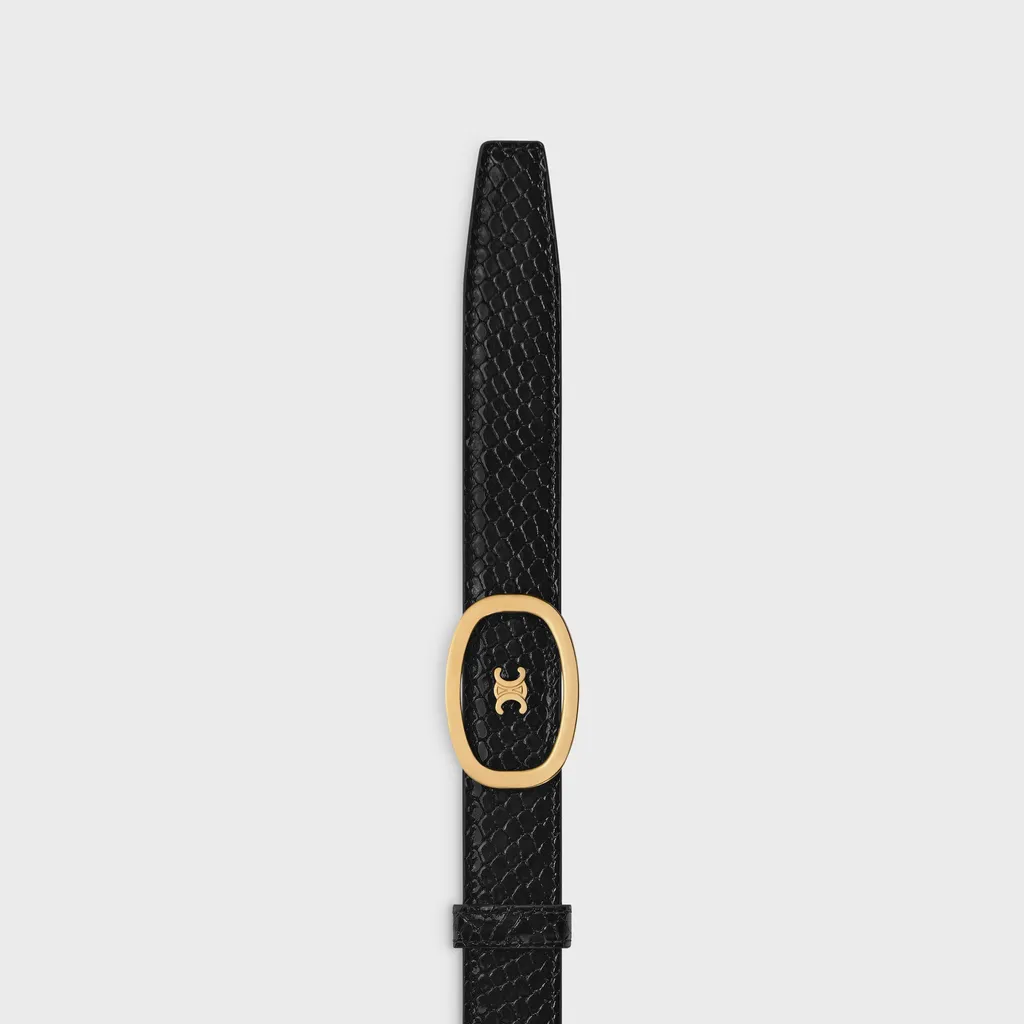Medium 25Mm Reversible Celine Alix Belt In Python Embossed Calfskin & Crocodile Embossed Calfskin