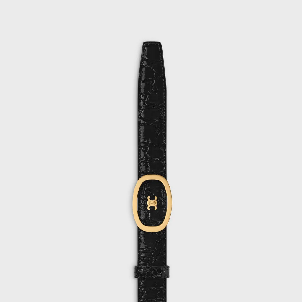 Medium 25Mm Reversible Celine Alix Belt In Python Embossed Calfskin & Crocodile Embossed Calfskin