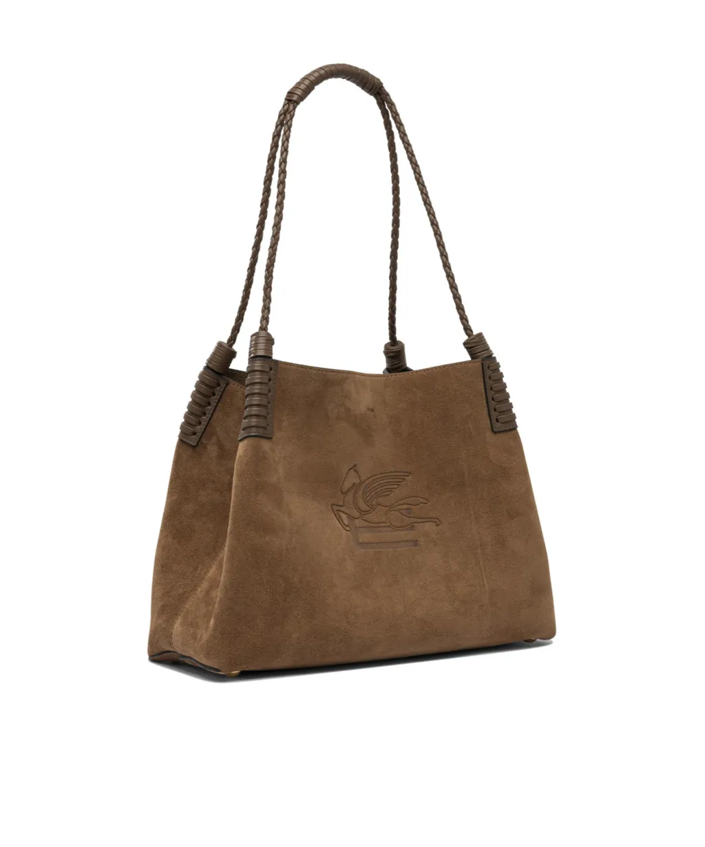 Libra Braided-Handle Suede Tote Bag