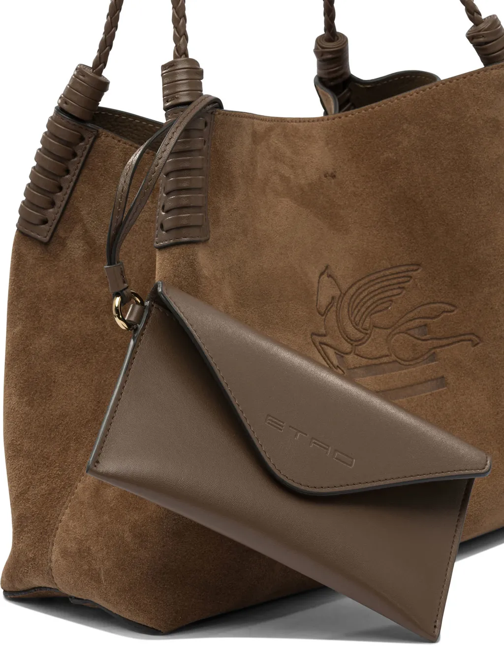 Libra Braided-Handle Suede Tote Bag