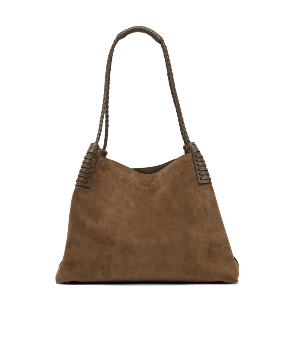 Libra Braided-Handle Suede Tote Bag