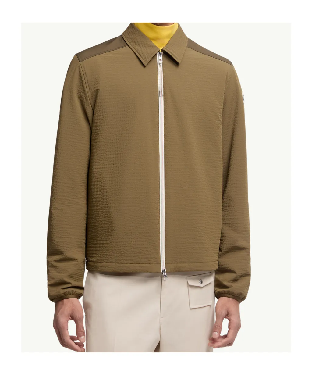 Moncler Logo Patch Zip-Up Shirt