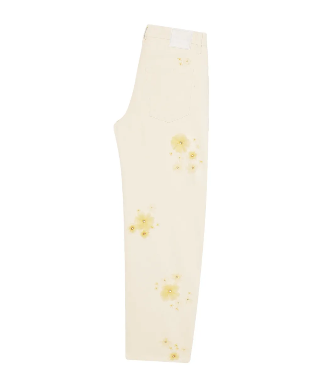 Floral-Embellished Jeans