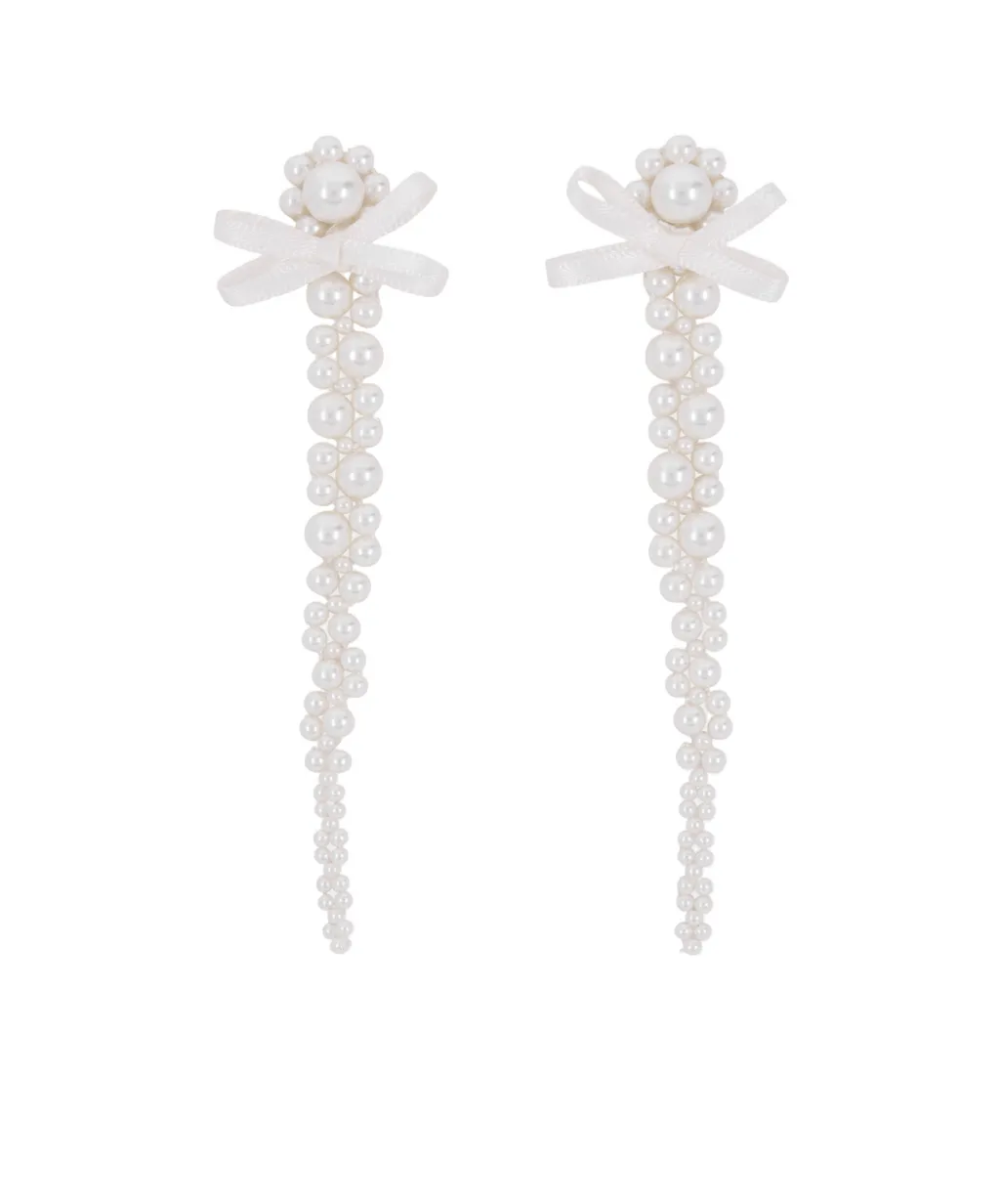 Pearl Bow Drop Earrings