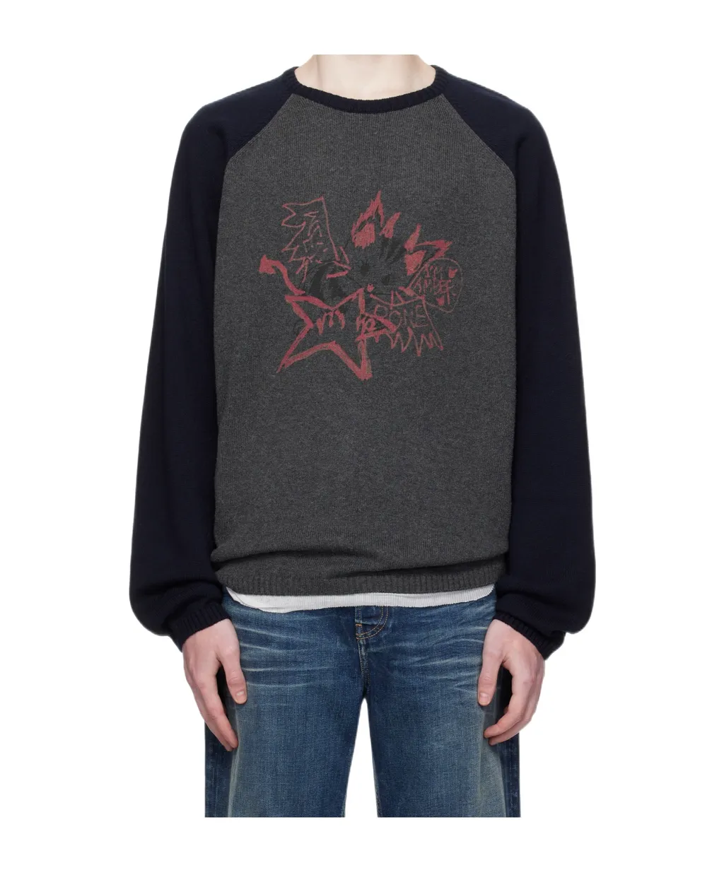 Raglan-Sleeve Graphic-Print Sweater