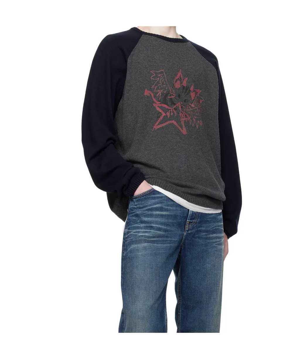 Raglan-Sleeve Graphic-Print Sweater