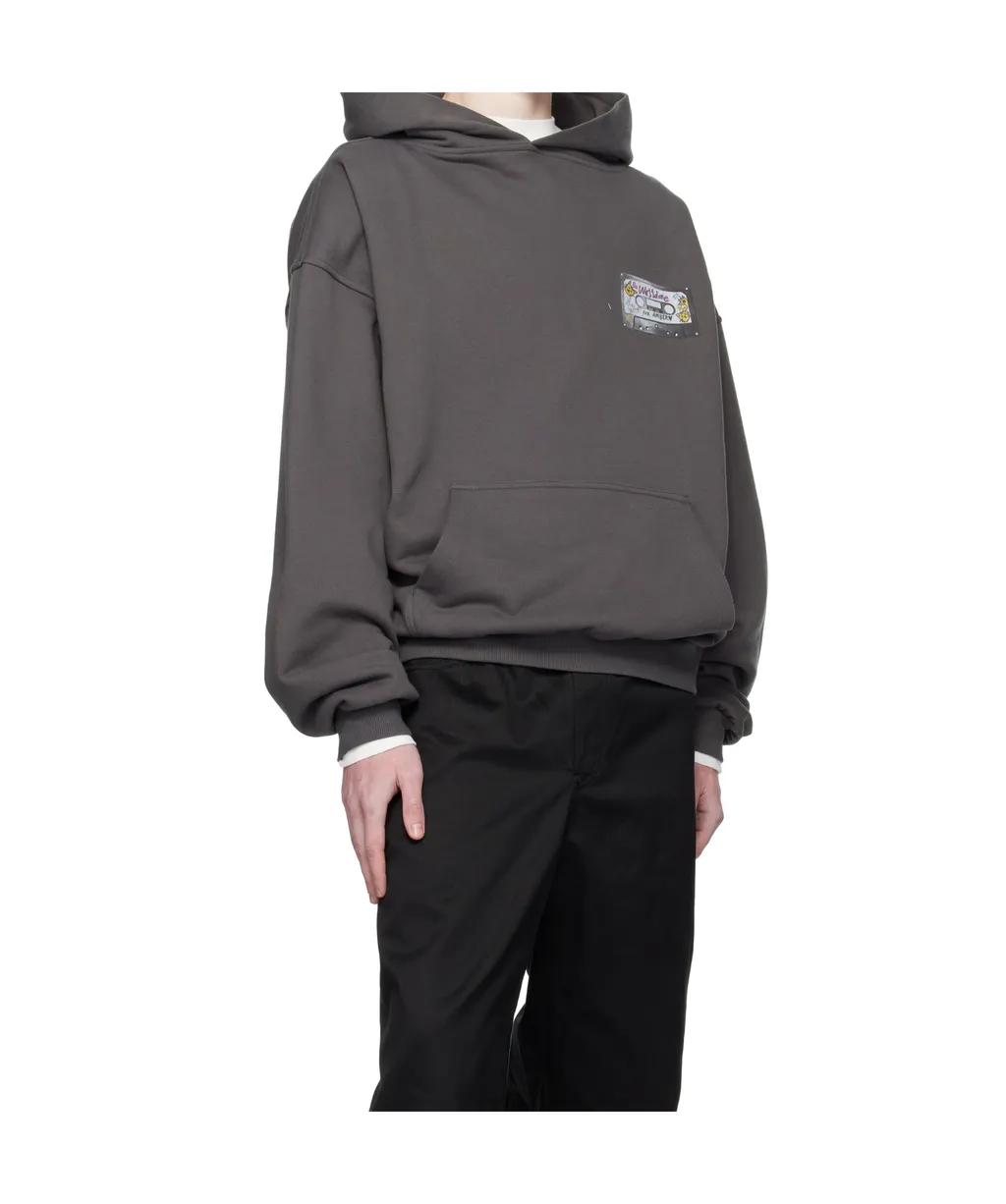 Cassette-Print Hooded Top
