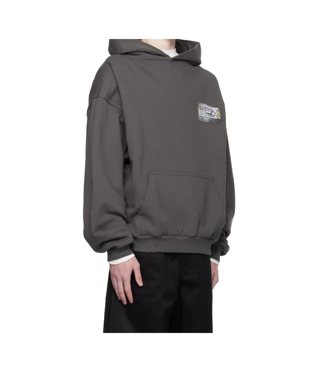 Cassette-Print Hooded Top