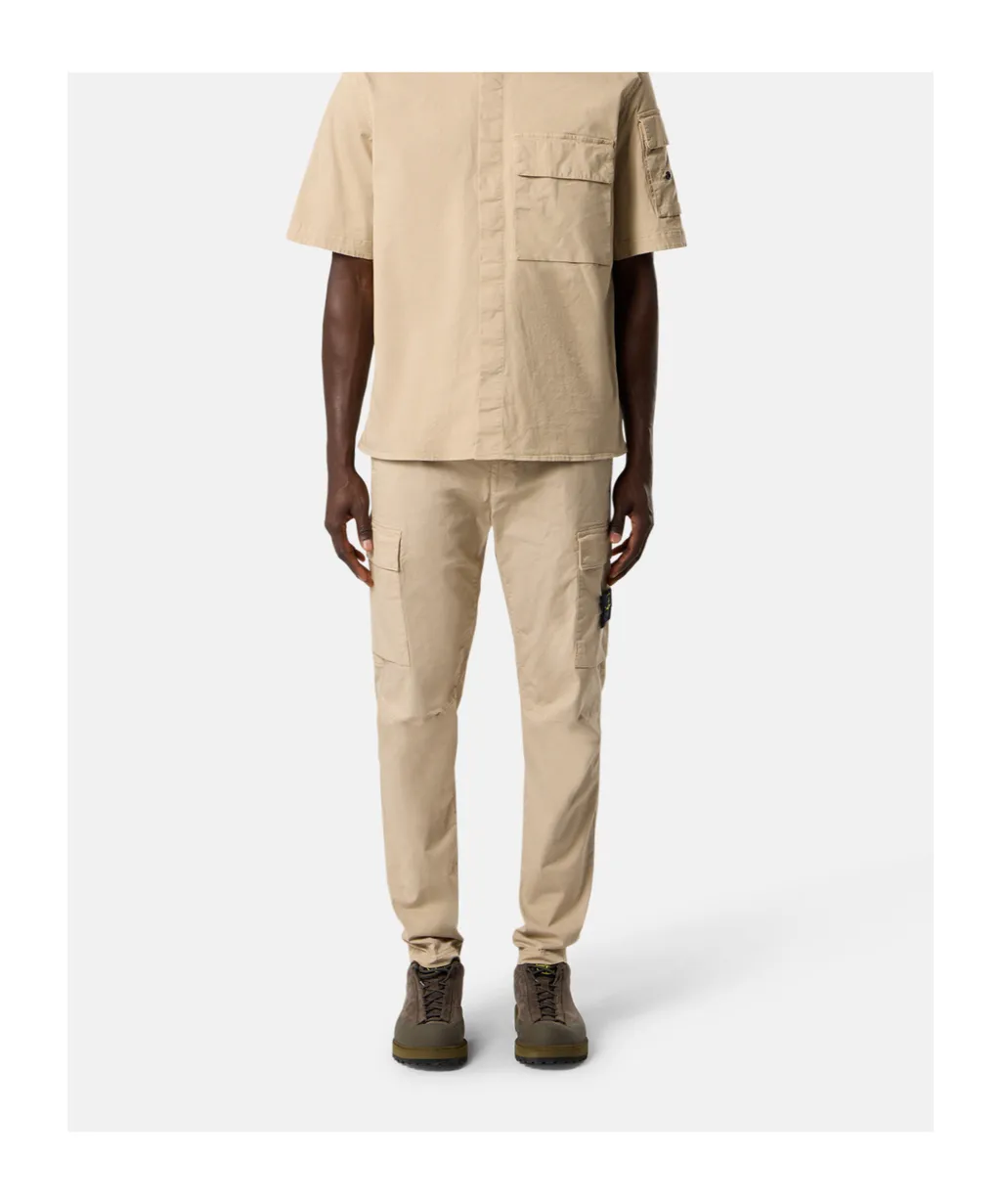 Stone Island Logo Patch Straight-Leg Trousers