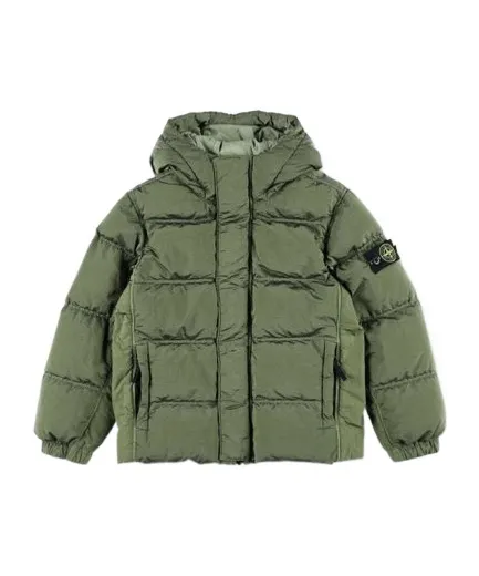 Stone Island Junior Logo Patch Hooded Down Jacket