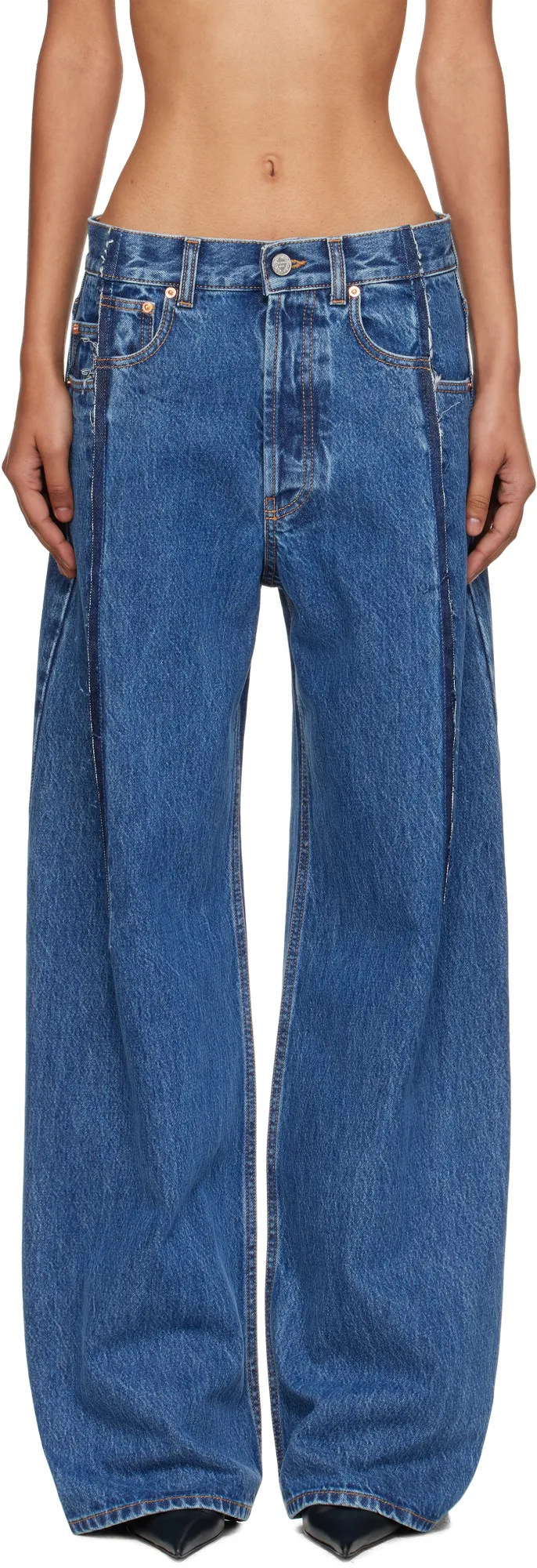Frayed-Detail Balloon Jeans