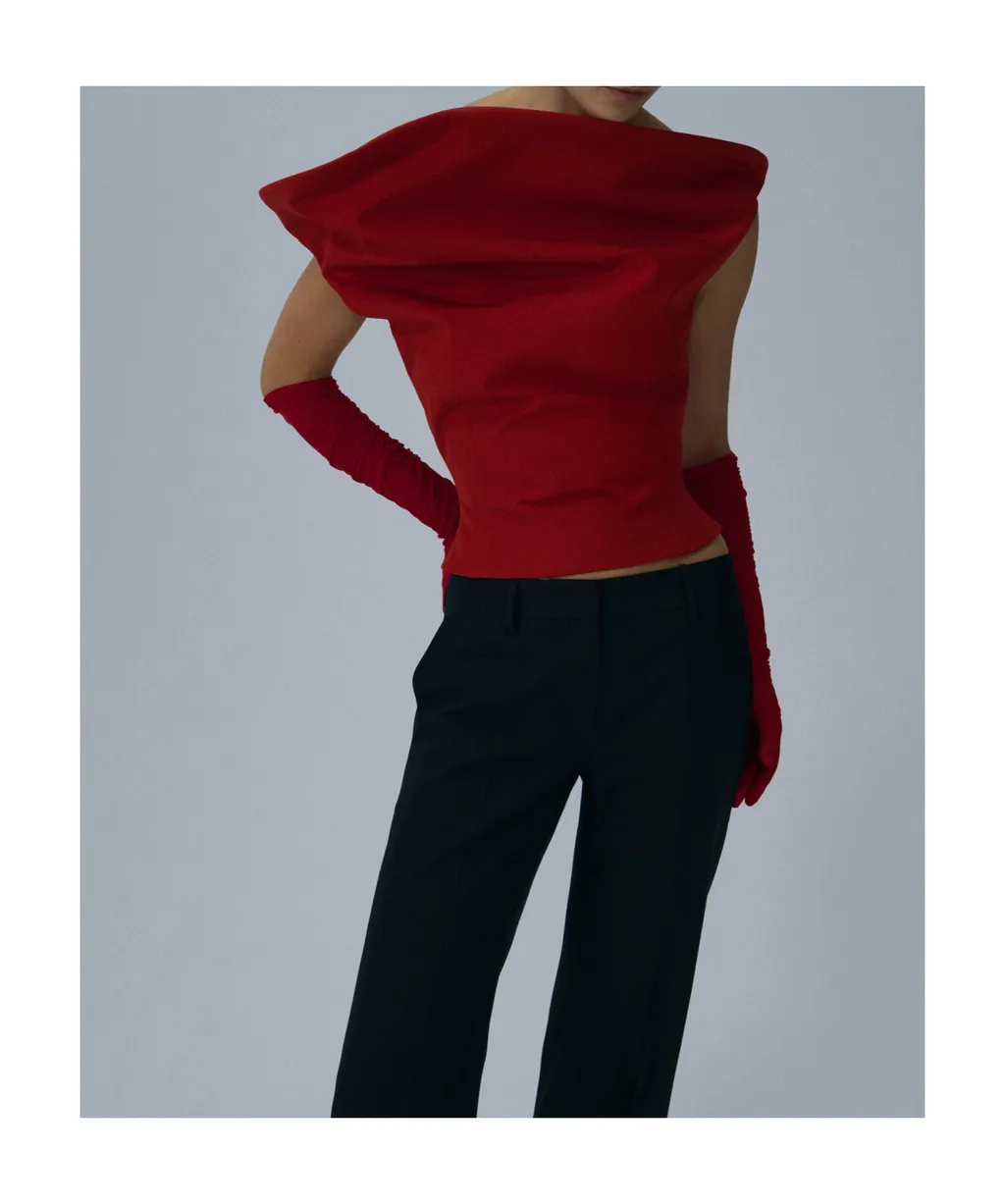 Cowl-Neck Cropped Top