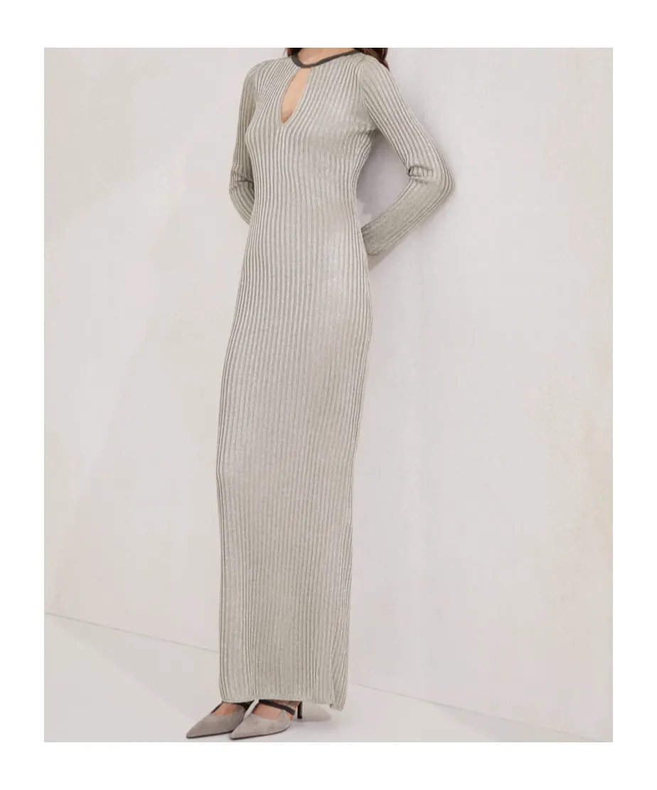Brunello Cucinelli Sparkling Ribbed Knit Dress