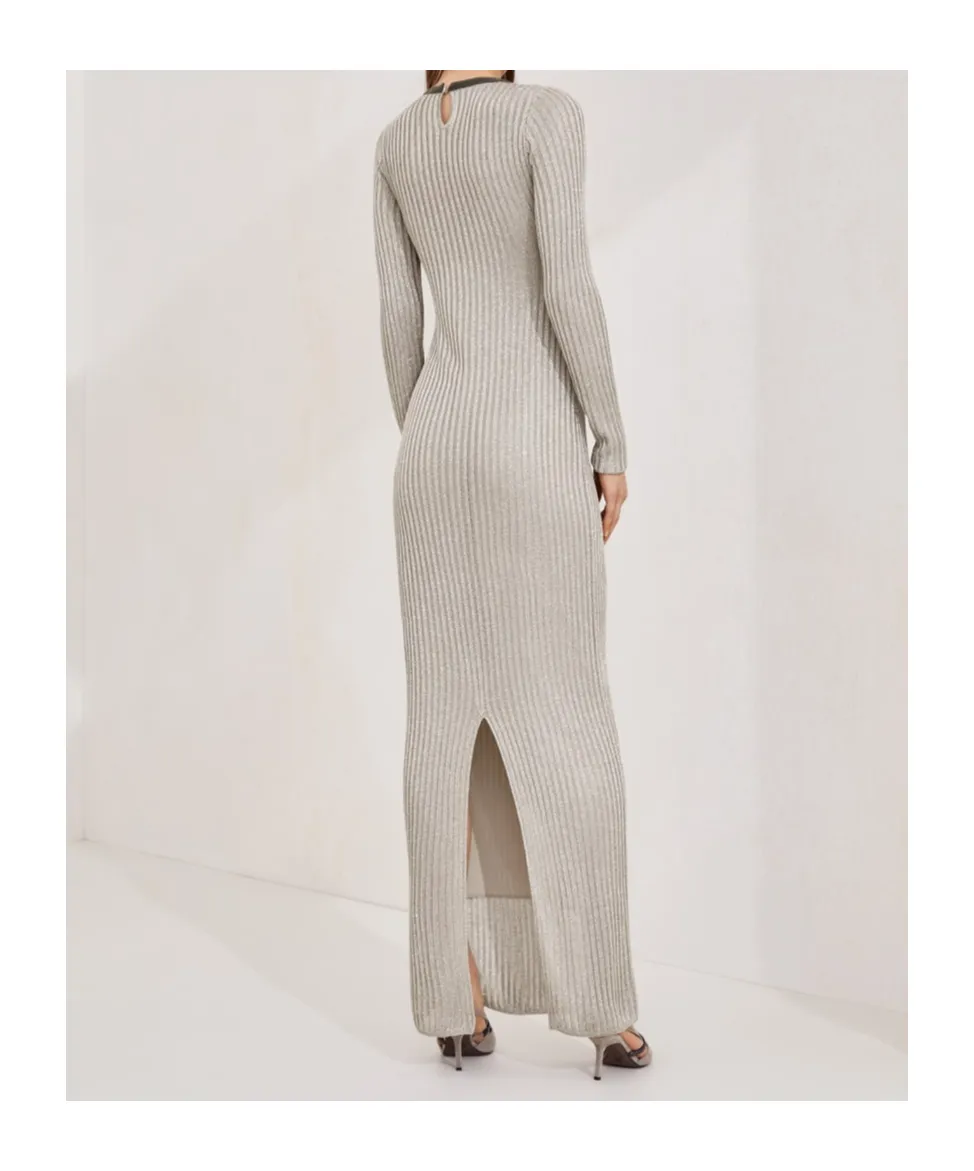 Brunello Cucinelli Sparkling Ribbed Knit Dress