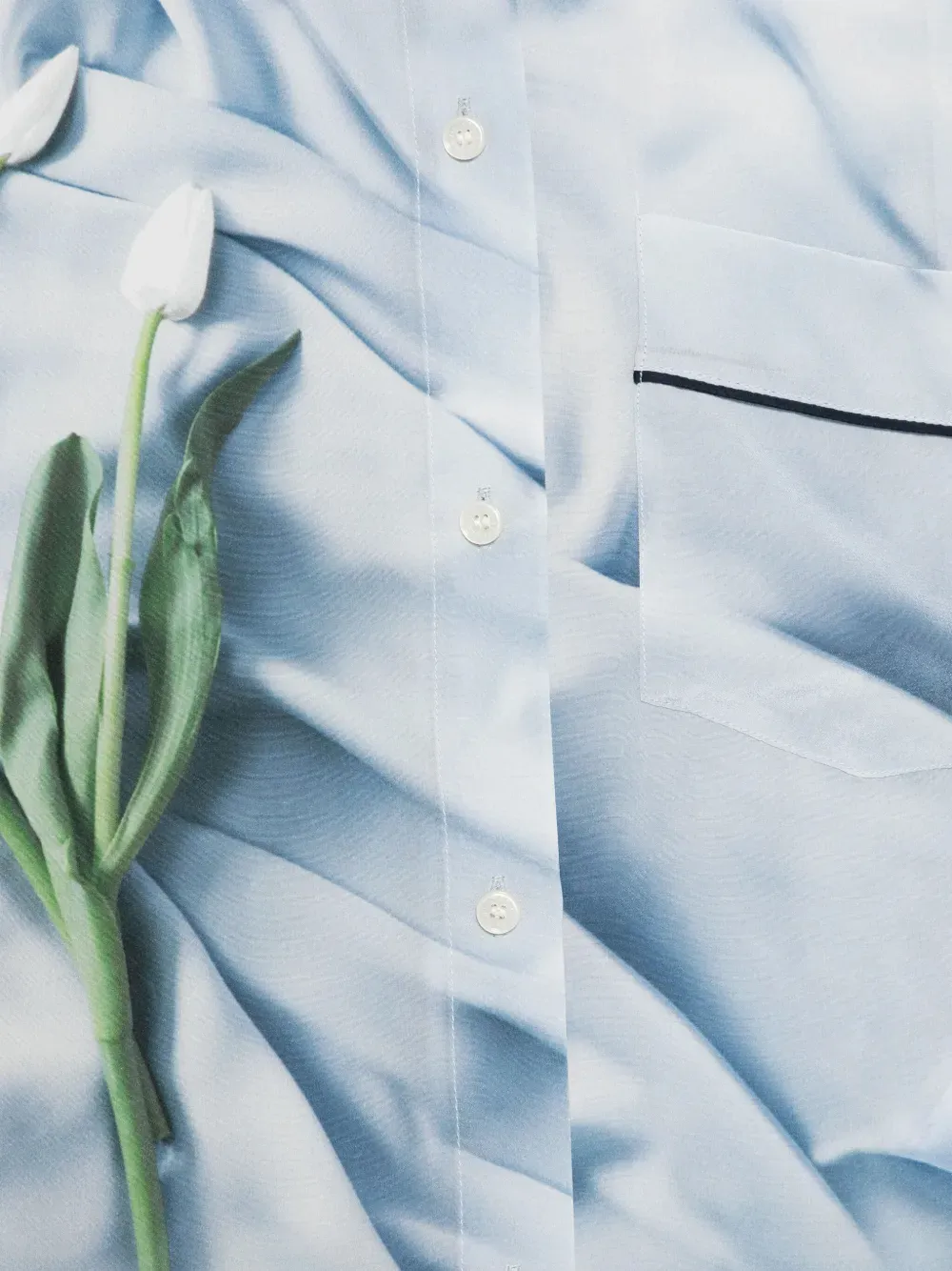 Victoria Beckham Flower Printed Satin Pyjama Shirt