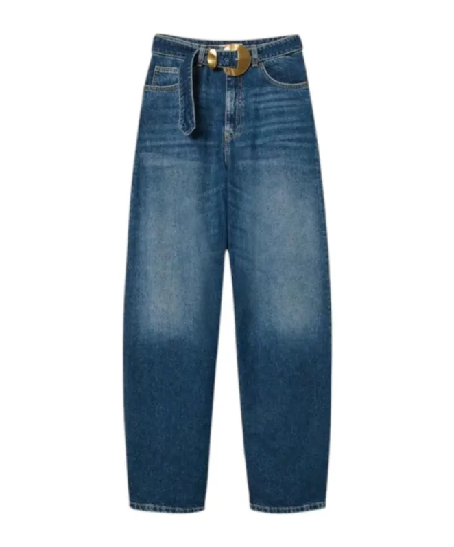 Belted Buckle-Fastening Jeans