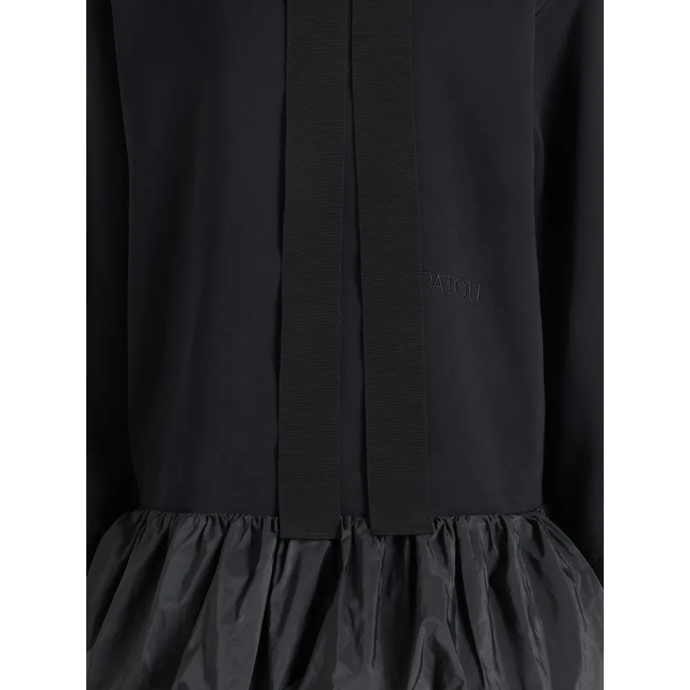 Patou Bow Detailed Ruffled-Hem Dress