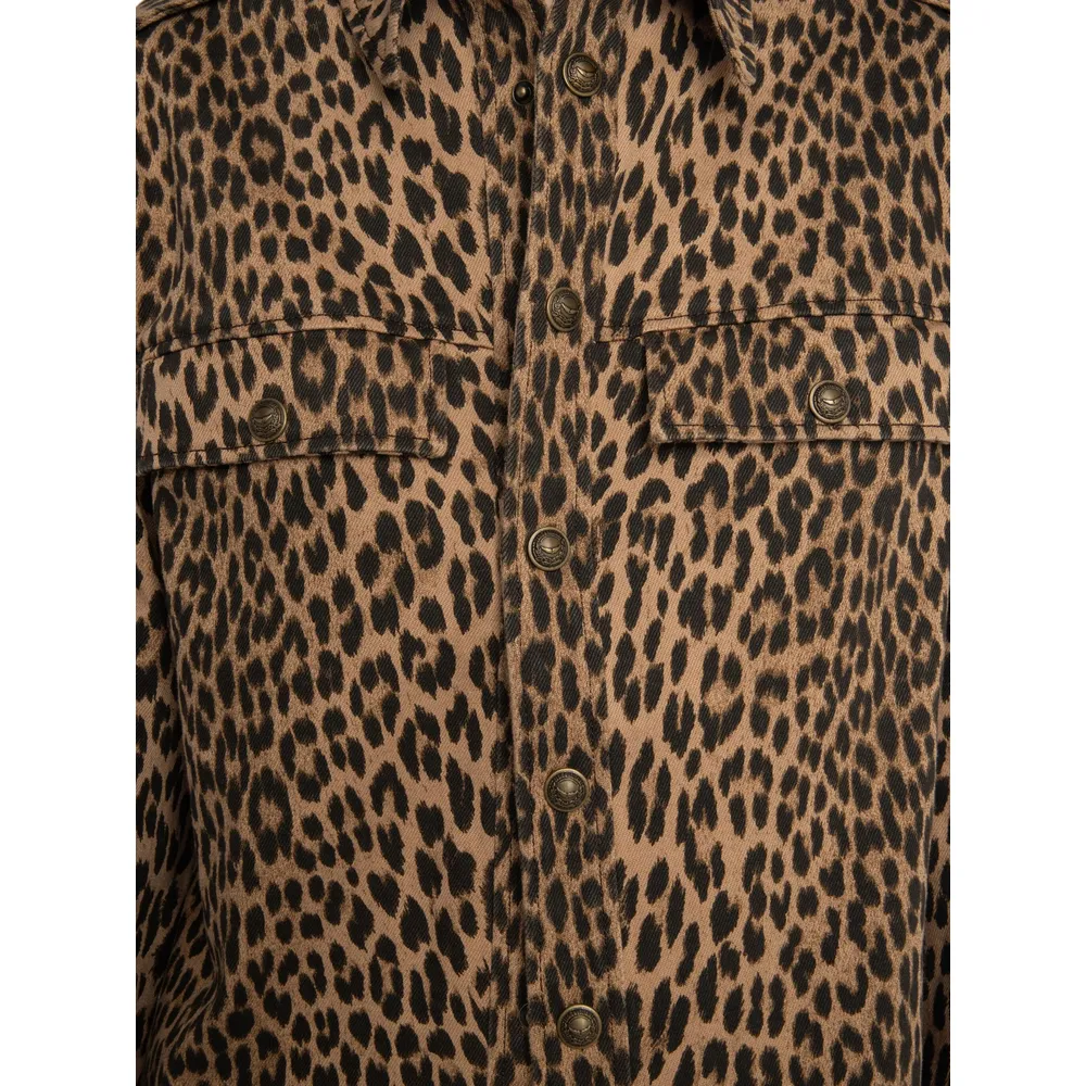 Leopard-Print Button-Fastening Shirt
