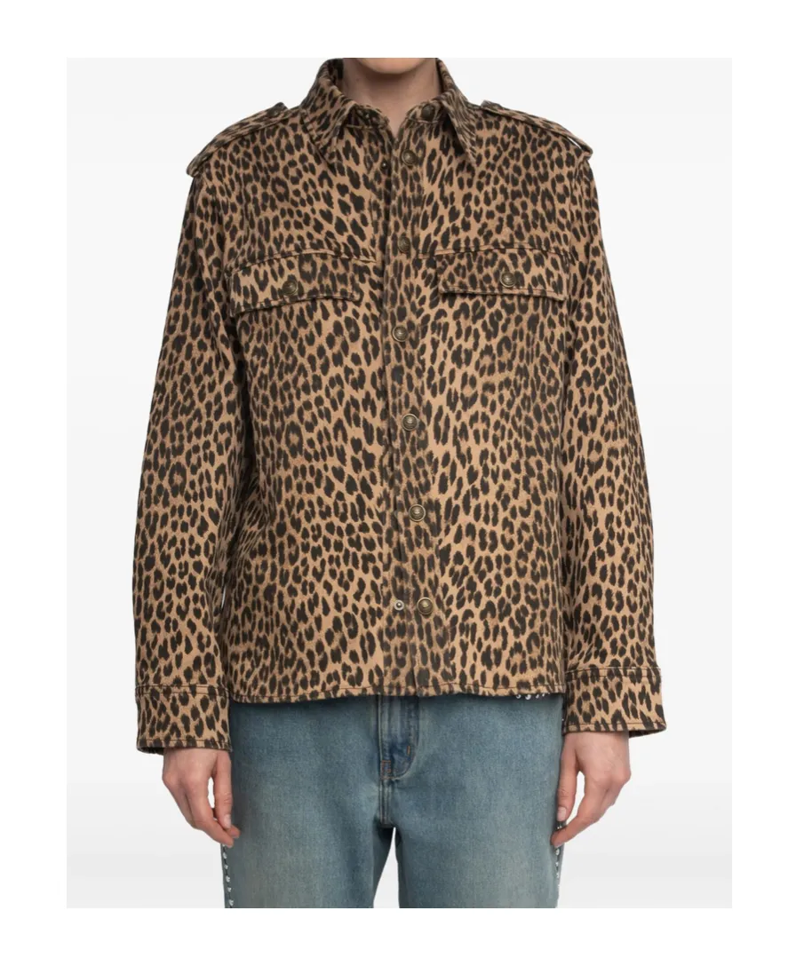 Leopard-Print Button-Fastening Shirt