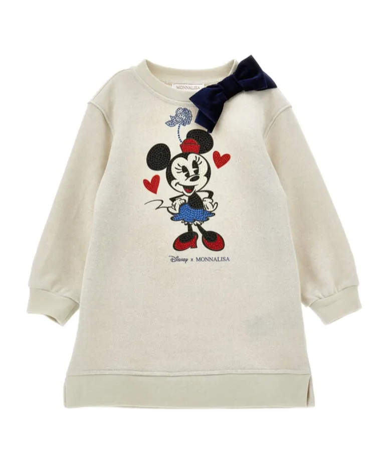 Monnalisa Minnie Mouse Crew Neck Dress