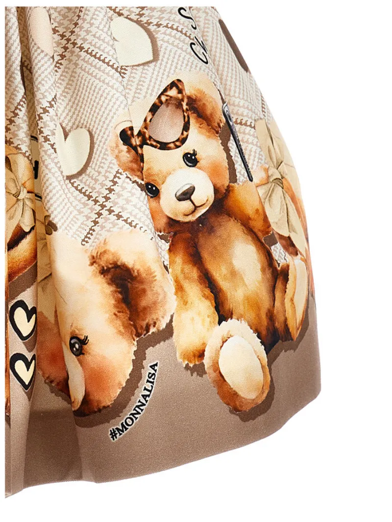 Monnalisa Teddy Bear Gabardine Skirt