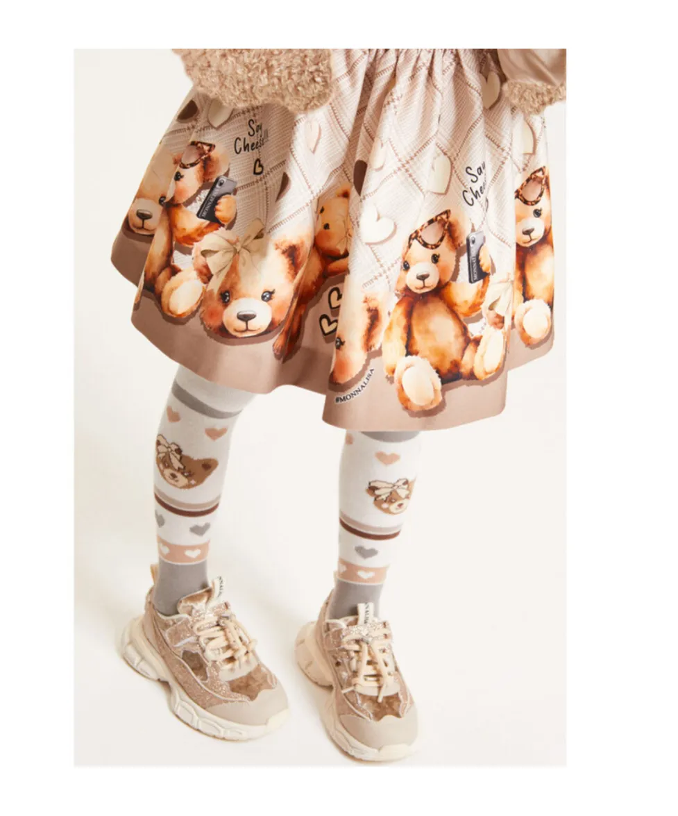 Monnalisa Teddy Bear Gabardine Skirt