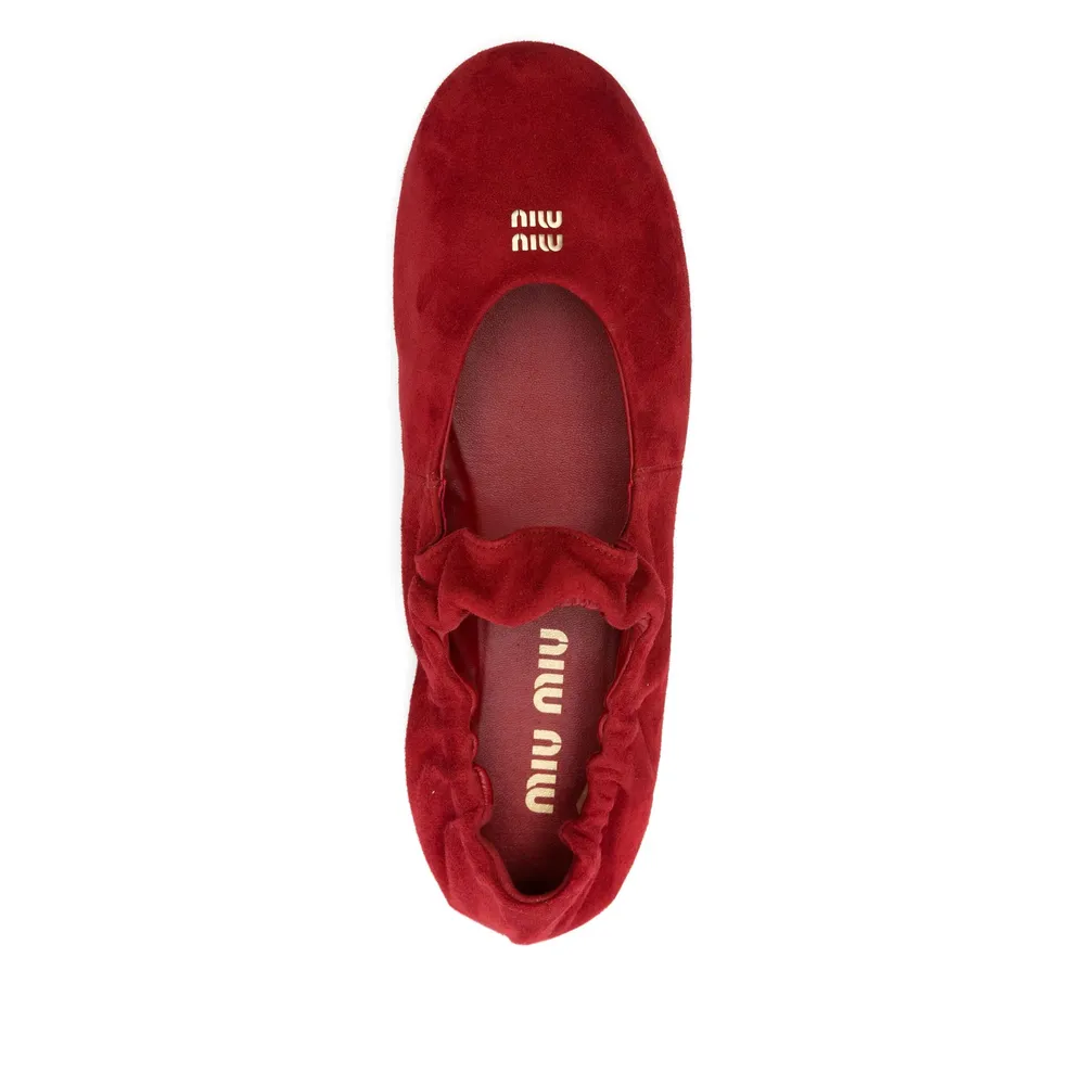 Miu Miu Logo-Detailed Ballet Flats