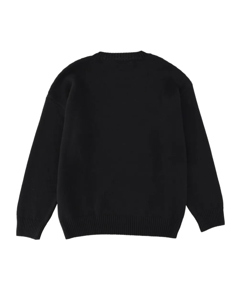 Msgm Logo Patch Crewneck Knitted Jumper