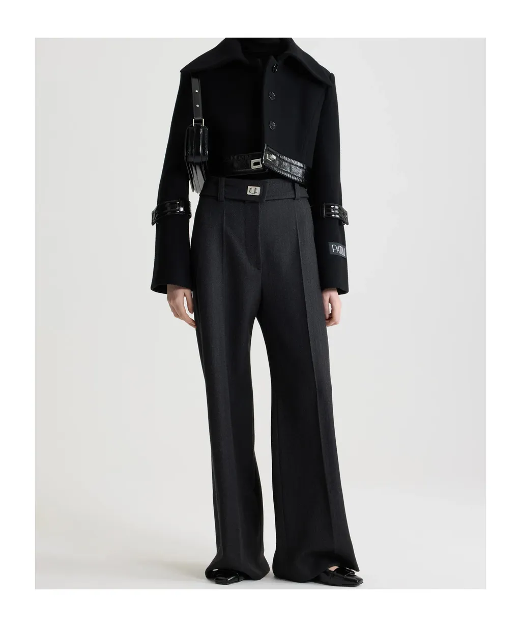 Patou Collared Long-Sleeve Cropped Coat