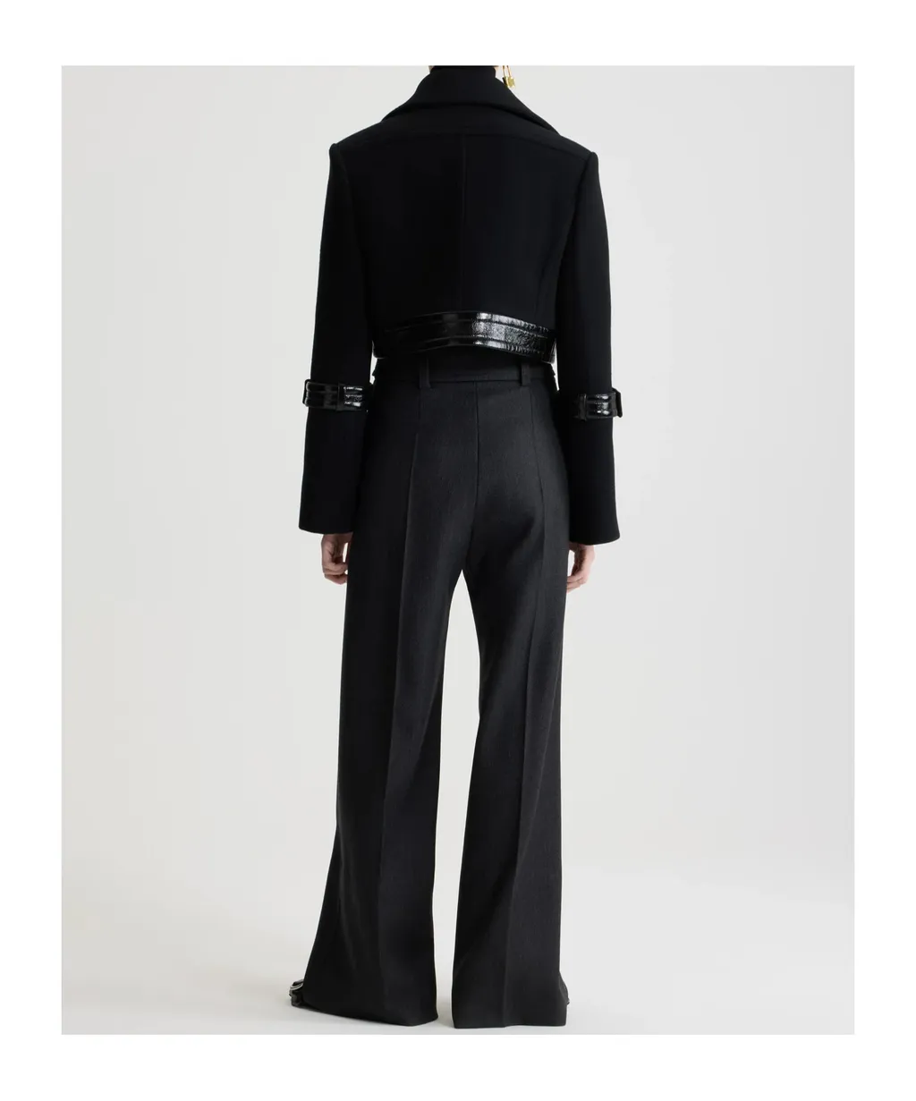 Patou Collared Long-Sleeve Cropped Coat