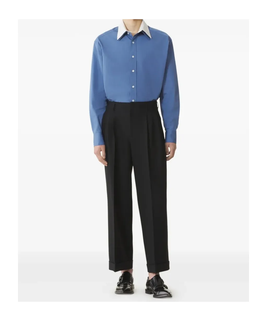 Contrast-Collar Cotton Shirt