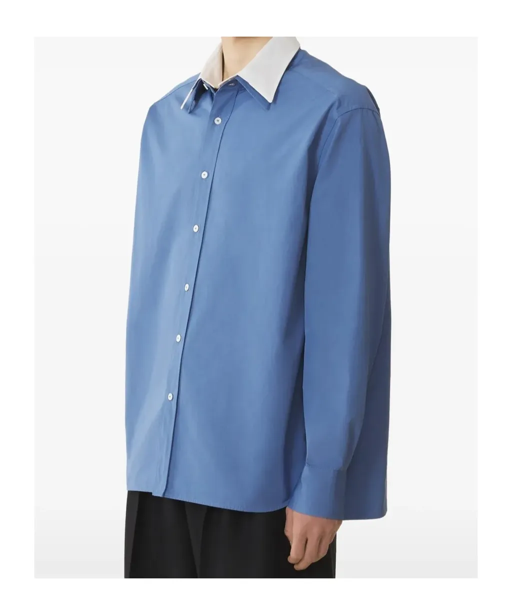 Contrast-Collar Cotton Shirt