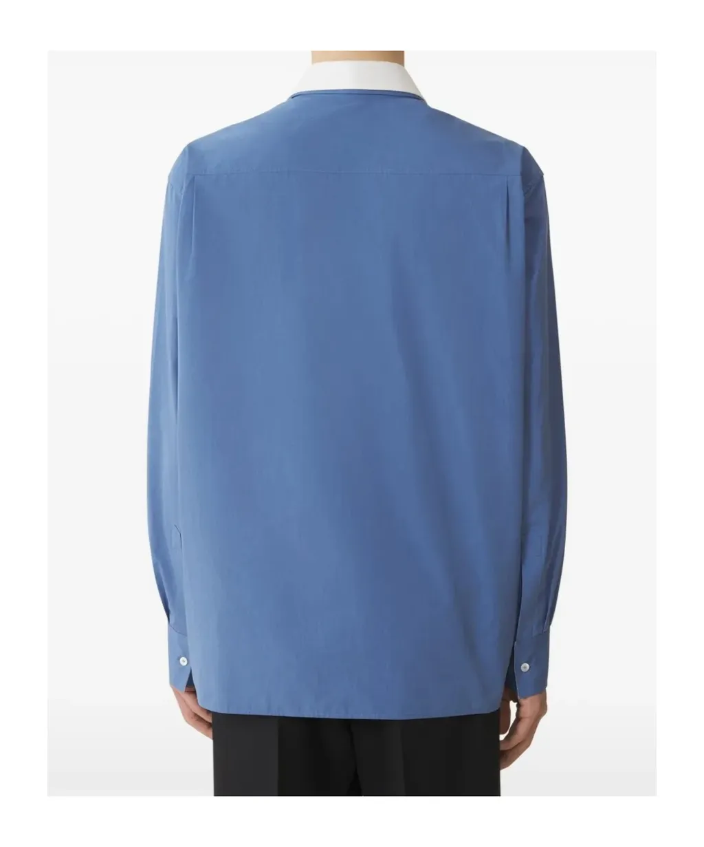 Contrast-Collar Cotton Shirt
