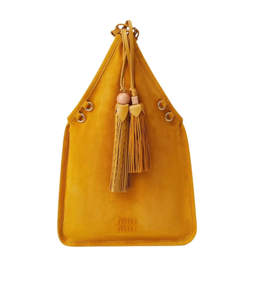 Suede Handbag With Tassels