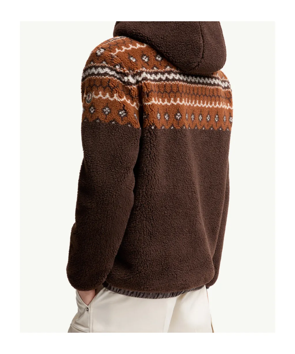 Geometric Jacquard Wool Blend Hoodie