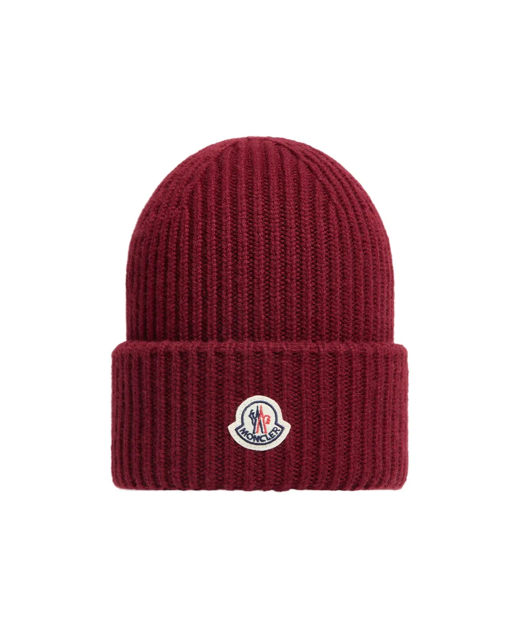 Moncler Logo Patch Ribbed Beanie