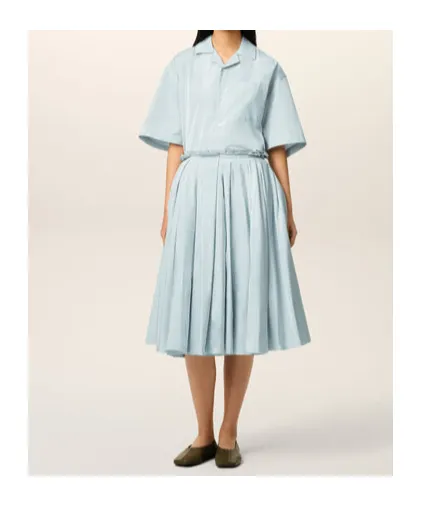 Blue Taffetas Midi Corolla Skirt